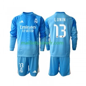 Maillot de Foot Real Madrid Andriy Lunin 13 Gardien Domicile 2025-26 Manches Longues - Enfant